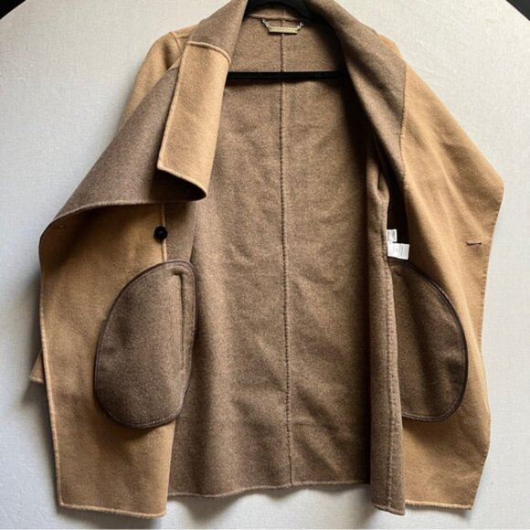 Diane Von Furstenburg DVF Shannon Wool Felted Two Tone Wrap Coat Sz S - Picture 6 of 13